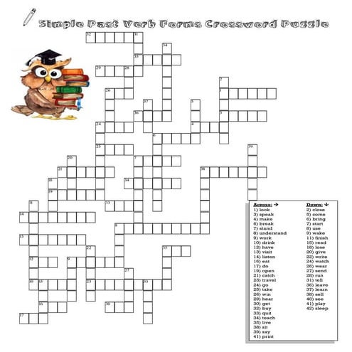 Simple past verb forms crossword