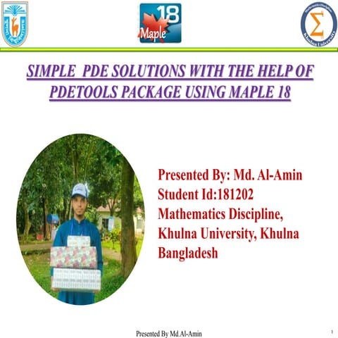 SIMPLE  PDE SOLUTIONS WITH THE HELP OF PDETOOLS PACKAGE USING MAPLE 18 by md ...