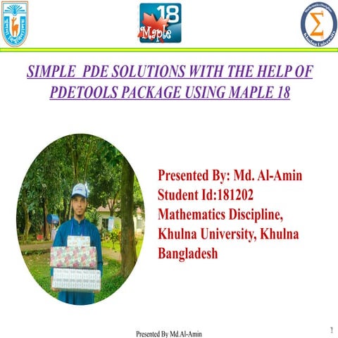 SIMPLE  PDE SOLUTIONS WITH THE HELP OF PDETOOLS PACKAGE USING MAPLE 18 by md ...