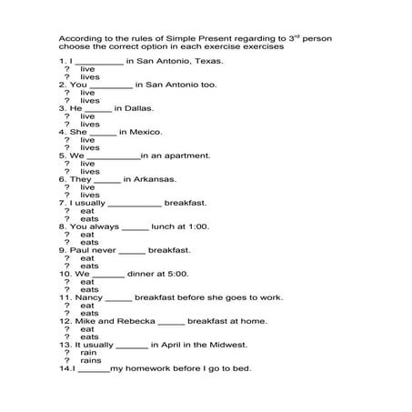 Simple present 6to verano | PDF