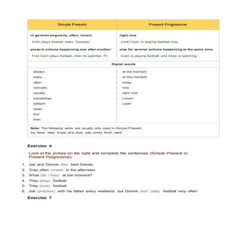 Simple present progressive e2