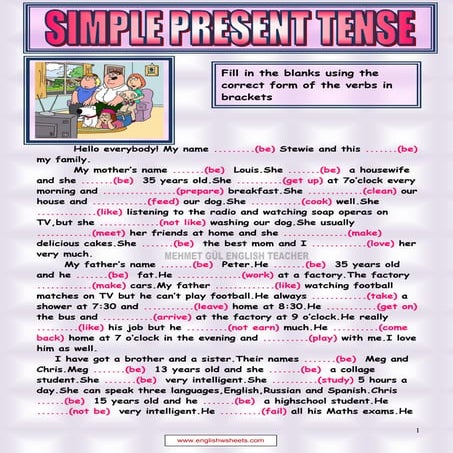 Simple present tense reading 1 | PDF