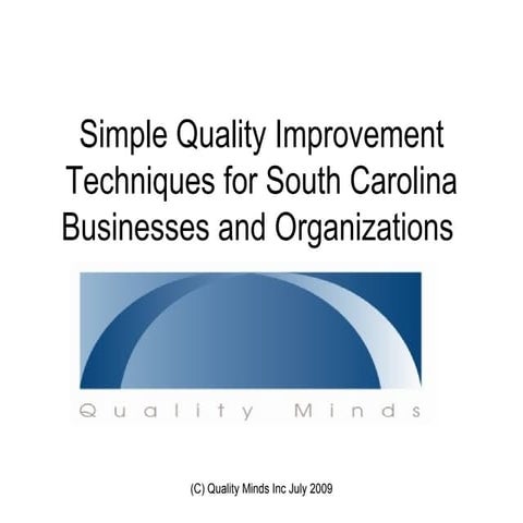 Simple Quality Improvement Techniques For South Carolina Businesses And Organ...