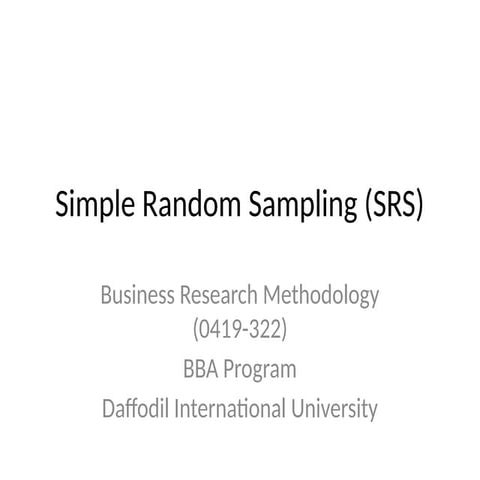 Simple Random Sampling | PDF
