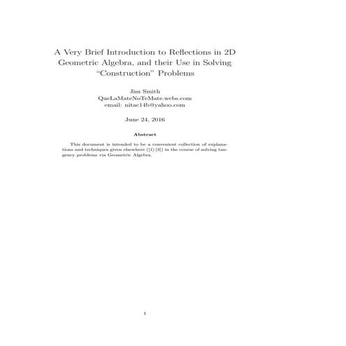 A Very Brief Introduction to Reflections in 2D Geometric Algebra, and their U...