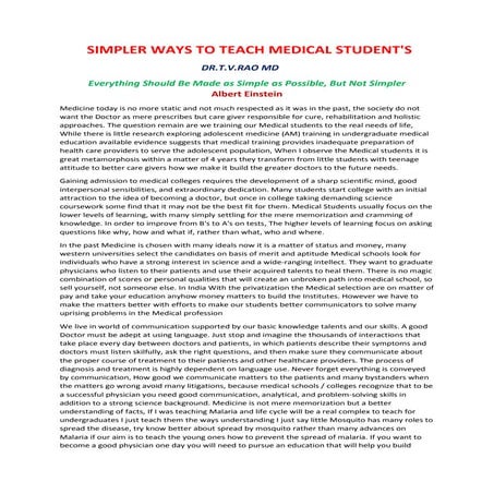 Simpler ways to teach medical student
