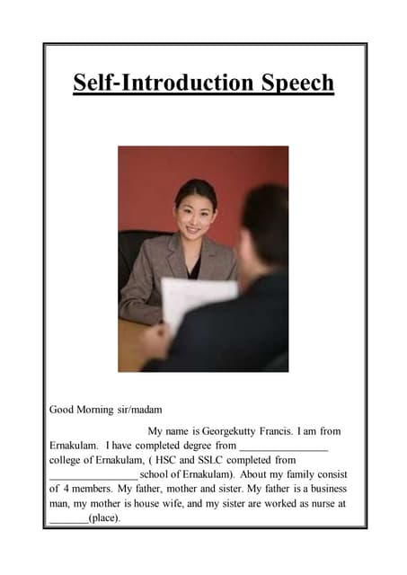 Simple self introduction in interview 