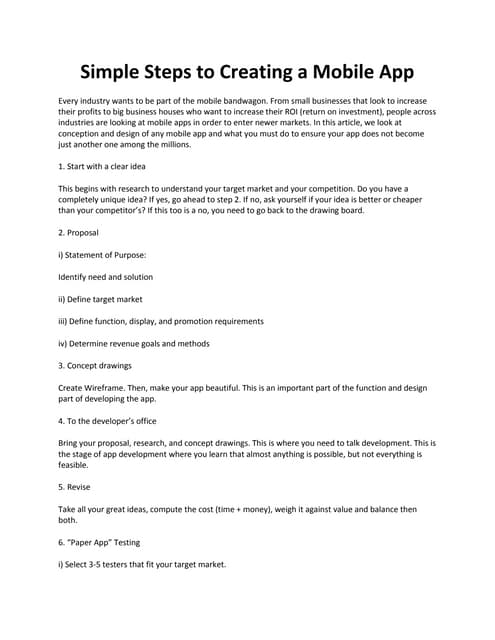 Simple Steps to Creating a Mobile App
