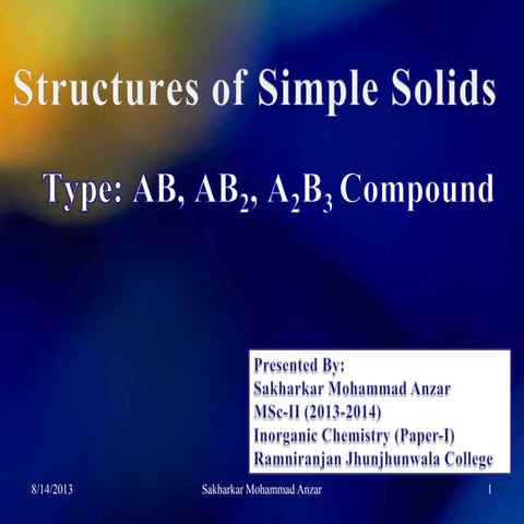 Simple structures of solid state chemistry