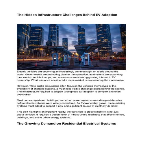 The Hidden Infrastructure Challenges Behind EV Adoption | PDF