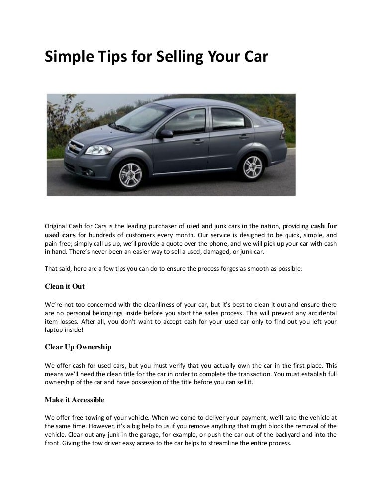 should you accept cash when selling a car