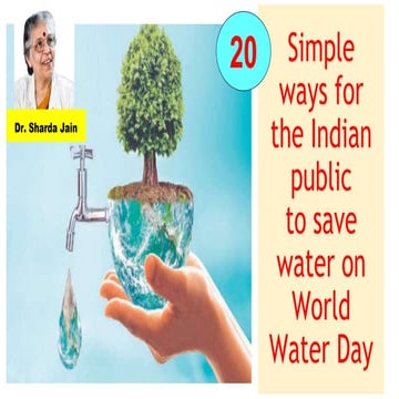 20 Simple ways for the Indian public to save water on World Water Day : Dr Sh...
