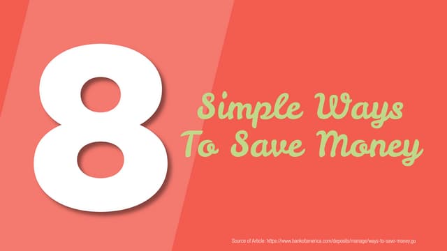8 Simple ways to save money