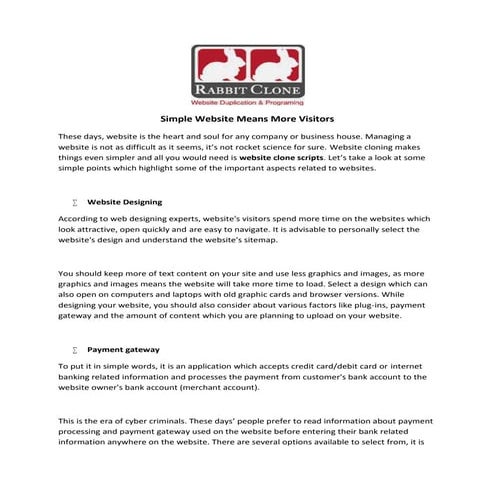 Simple website means more visitors