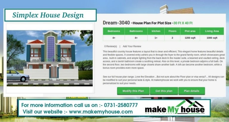 Simplex house design by Make My House Simplex house design by Make My House
