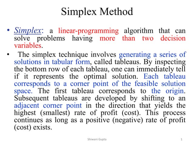 Simplex method