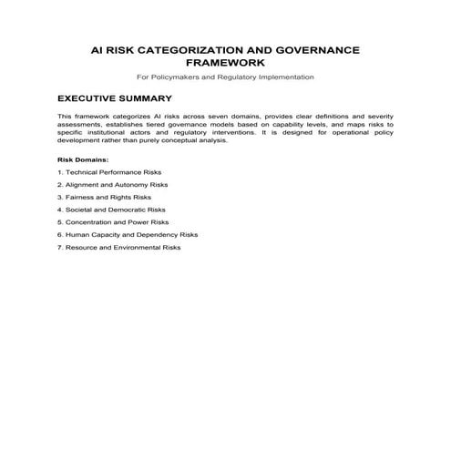 A Simplified AI Risk Categorization Framework