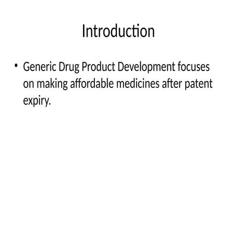Generic drug product development | PPTX