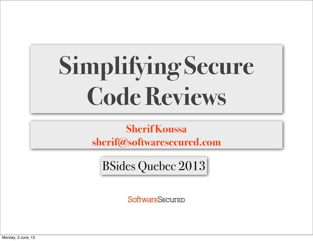 Simplified Security Code Review Process