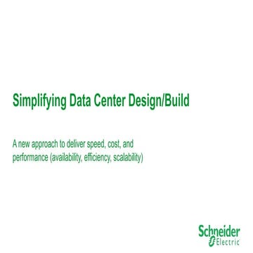 Simplifying Data Center Design/ Build