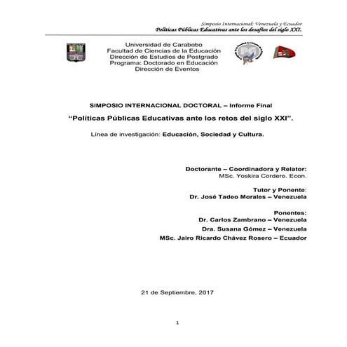 Simposio internacional doctoral_informe