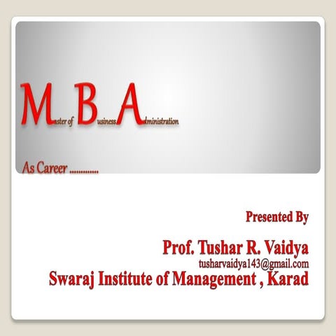 Marketing Strategy  of Institute and MBA Awareness 