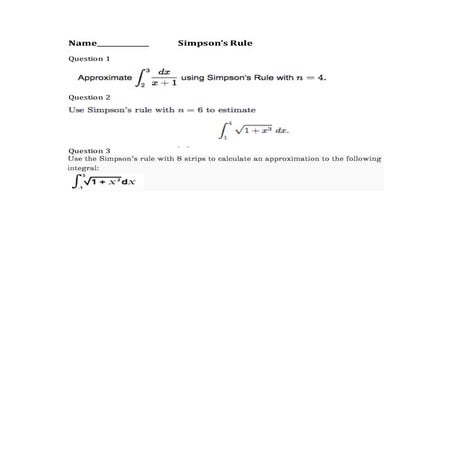 Simpson’s rule short answer question