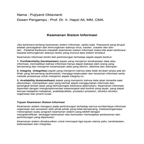 Sim , pujiyanti oktavianti , hapzi ali , keamanan sistem informasi , universi...