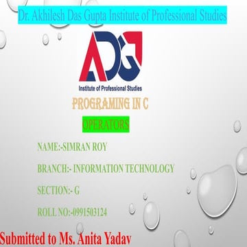 Simran Roy Operator in Programming in C Language