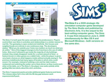 Sims 3 Presentation By Sarah Dean And Heather Barral | PPT