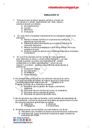 Simulacro 16 - Nombramiento  y Ascenso Docente 2019