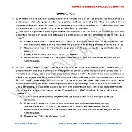 Simulacro 2 - Nombramiento y Ascenso Docente 2019
