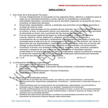 Simulacro 3 - Nombramiento y Ascenso Docente 2019