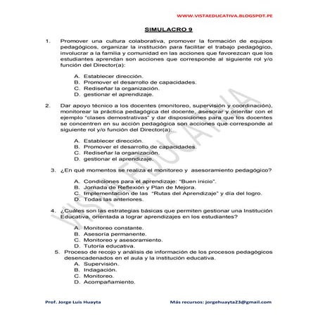 Simulacro 9 - Nombramiento y Ascenso Docente 2019