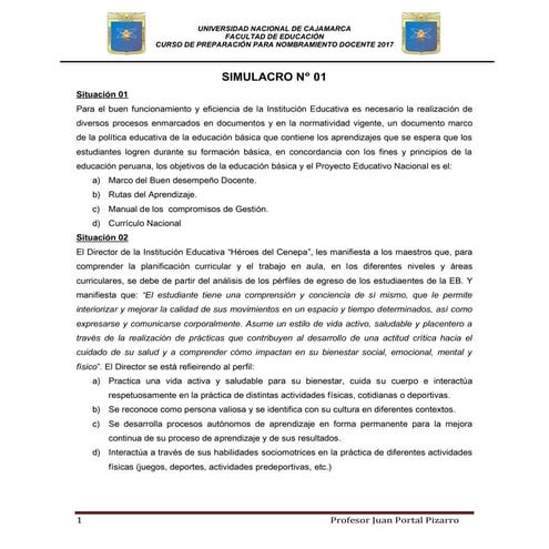 Simulacro de preparación docente nombramiento 2017