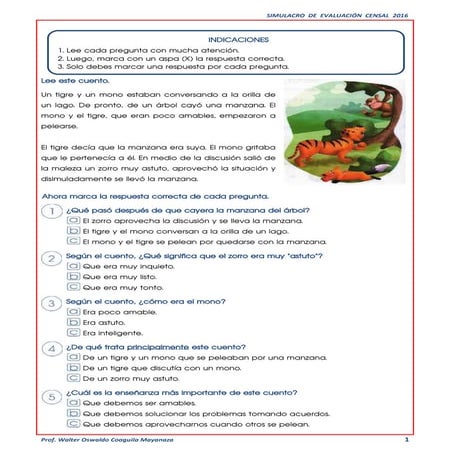 SIMULACRO EVALUACIÓN CENSAL 2016