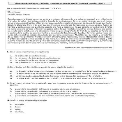 Simulacro prueba SABER quinto lenguaje