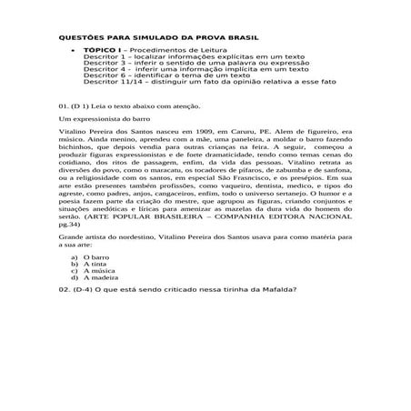 Simulado 01 português para concurso público | PDF