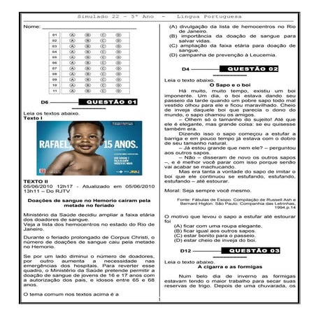 Simulado 22 (port. 5º ano)