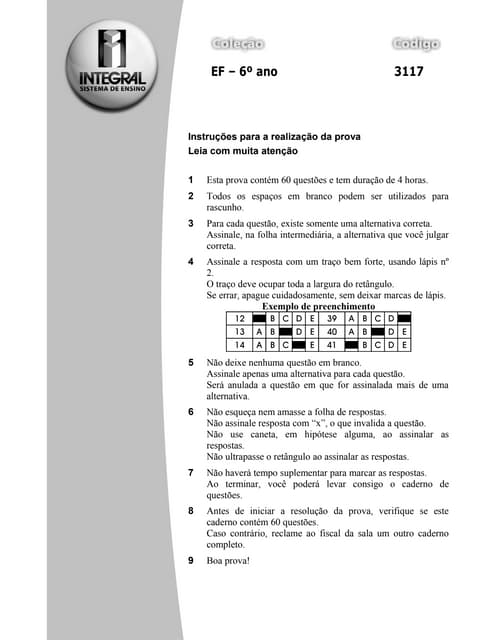 Simulado Geral 6º ano