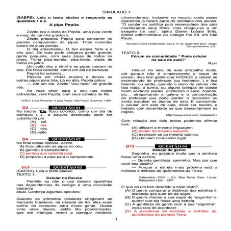 Simulado B para o 4º e 5º ano