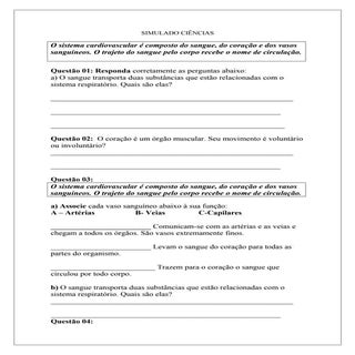 Simulado ciências 5º ANO SISTEMA UR...