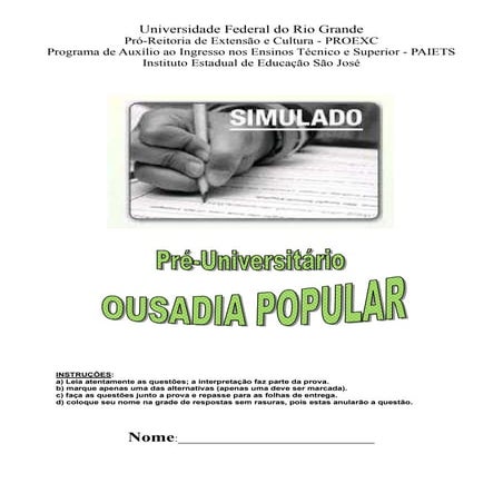 Simulado ousadia enem 2011