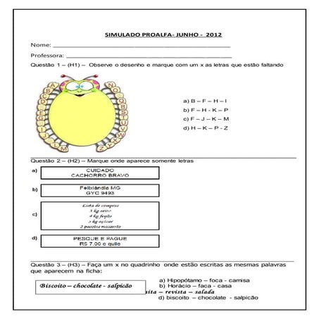 Simulado proalfa junho 2012