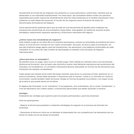 Simuladores de negocio