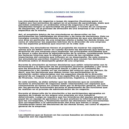 Simuladores de negocios