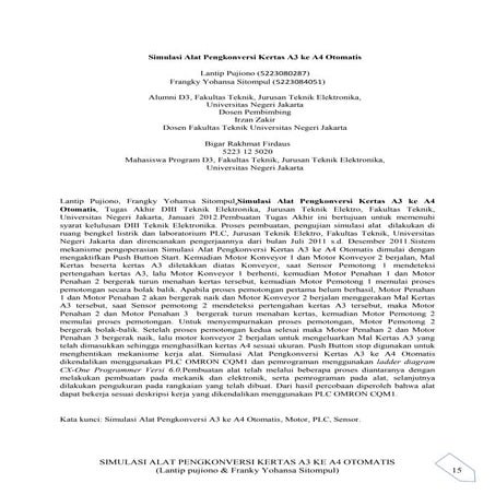 Simulasi alat pengkonversi kertas a3 ke a4 otomatis