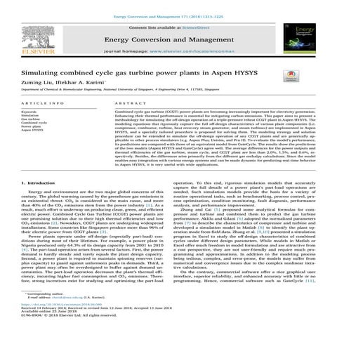 Simulating combined cycle gas turbine power plants in aspen hysys | PDF