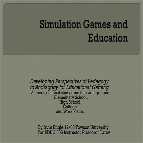Simulation Games And Education
