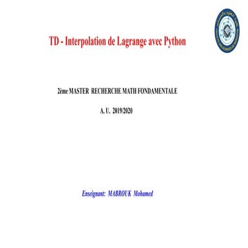 Interpolation de Lagrange avec Python : Théorie et Simulation Numérique ...